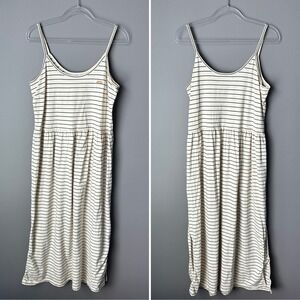 The Tiny Big Sister Midi Dress Size 38 Cream Navy Blue Stripes Pima Cotton